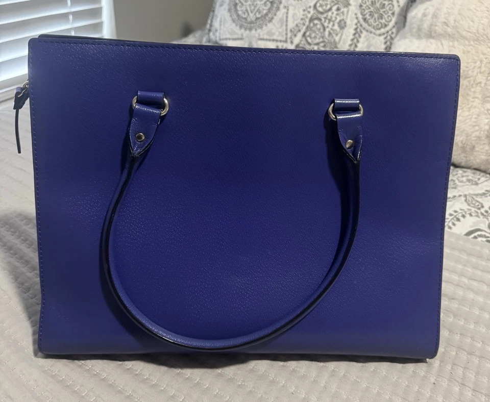Kate Spade Wellesley Durham Satchel Blue Leather Purse Handbag Cute Bag XL - Image 2 of 4