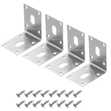 4Pcs 70x70x49mm Adjustable L-Shape Corner Brace Slotted Bracket, Silver
