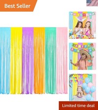 Tinsel Foil Fringe Curtains - 2Pcs 3.2x8.2ft Pastel Colourful Photo Backdrop ...