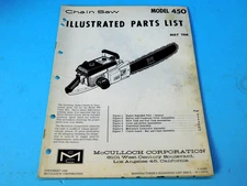OEM ILLUSTRATED PARTS LIST MANUAL FOR McCULLOCH MODEL 450 MAY 1964