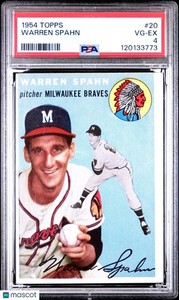 1954 Topps Baseball Warren Spahn #20 PSA 4 Milwaukee Braves