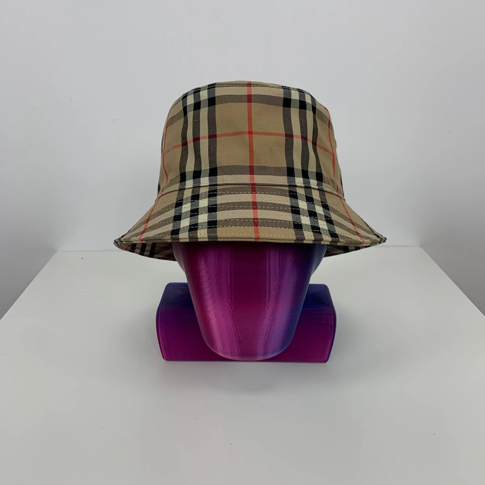 Burberry London Nova Cuadros Monograma Algodón Lona Cubo Sombrero Gorra Cabeza Talla M Foto 3 de 4