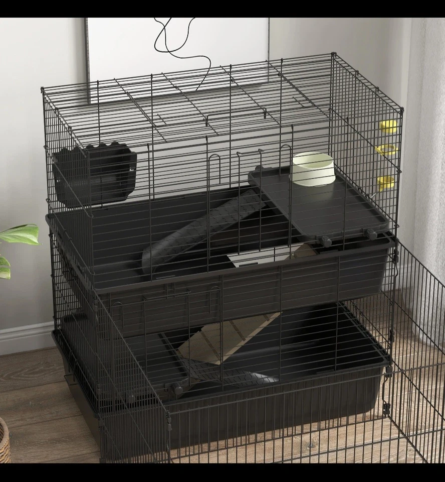 PawHut Small Animal Cage with Playpen, Multi-level Pet Habitat Indoor for.... - Image 3 of 4