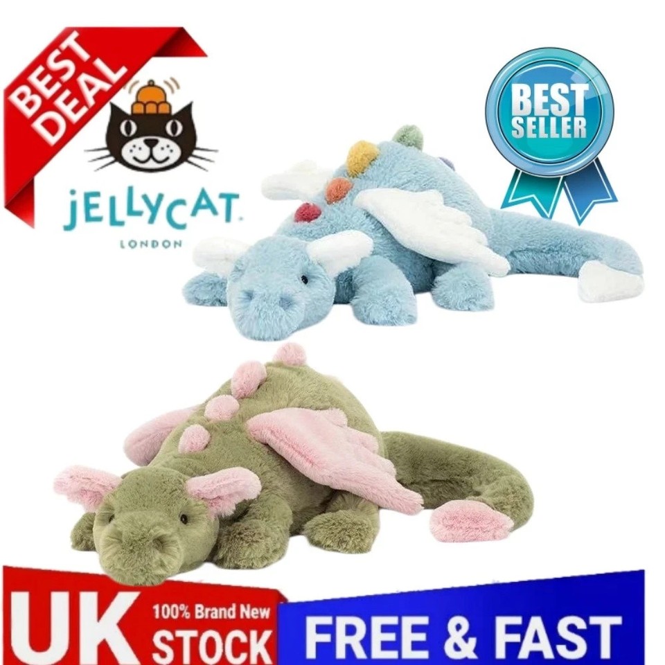Juguetes de peluche Jellycat Sky Dragon 50 cm nuevos con etiquetas bolsa antipolvo gratis Reino Unido venta caliente