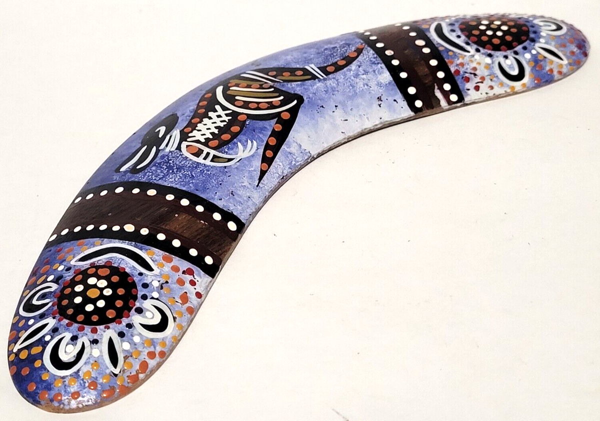 オーストラリア 彫刻 ブーメラン ヴィンテージ雑貨 インテリア Vintage Hand Painted Original Art Boomerang Australia 8