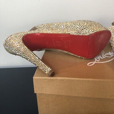 Christian Louboutin PLATINUM GOLD SLINGBACK HEEL Swarovski Christian Louboutin PLATINUM GOLD SLINGBACK HEEL Swarovski