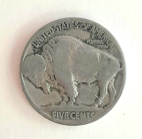 1928p Buffalo Nickel Error reverse Diagonal line under buffalos legs see pics