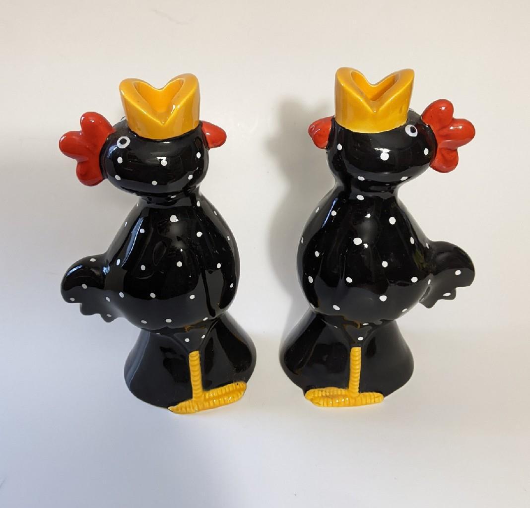 Dept 56 Polkadot Chickens Candle Holders Pair McNutt's 1988 Retired