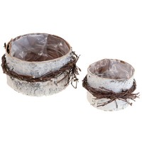 ÜBertopf Holz Birkenholz Weiß Ø11/16Cm 2Er-Set Vintage Deko Blumentopf Innen