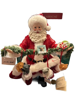 KURT ADLER FABRICHE ADOPT A PET SANTA & DOGS HOLIDAY DECOR FA0150 BOXED