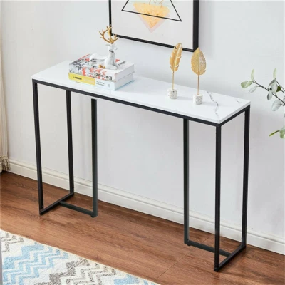 XL Konsolentisch Weiß Marmor Beistelltisch Flurtisch Regal Sofatisch 100x30x78CM - Bild 1 von 4