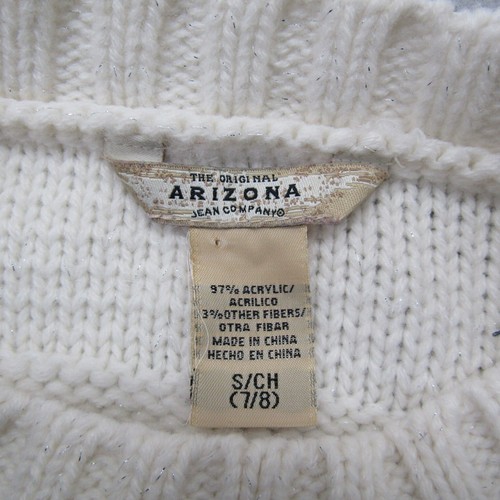 Arizona Girls Beige Sweater Small Short Sleeve Round Neck Pullover Casual Preppy - Picture 4 of 7