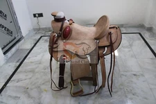 Leather western wade saddle tooled carved leather horse tack With Bucking Roll