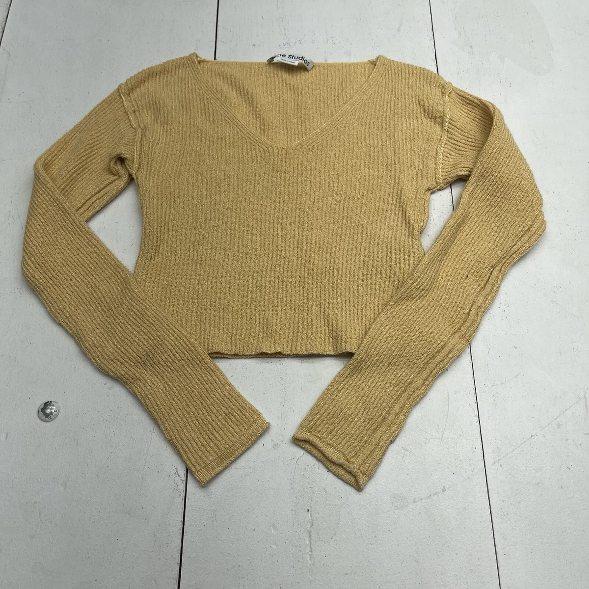 Acne Studios Yellow Knit Neck Sweater Women's Size Small | eBay