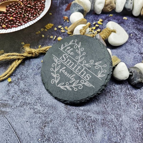 Personalised Family Heart Slate Coaster Birthday Christmas Gifts for Her Him - Picture 3 of 17