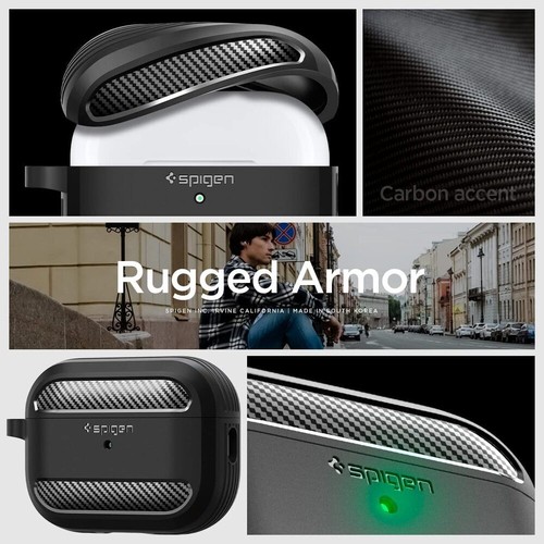 For Apple AirPods Pro 2 Case SPIGEN Rugged Armor Ultra Slim Fit Soft TPU Cover - Picture 3 of 22