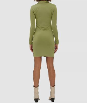 vero moda bodycon dress Vero Moda Nina Ruched Long Sleeve Recycled Blend Dress in Sage at Nordstrom, Size Medium