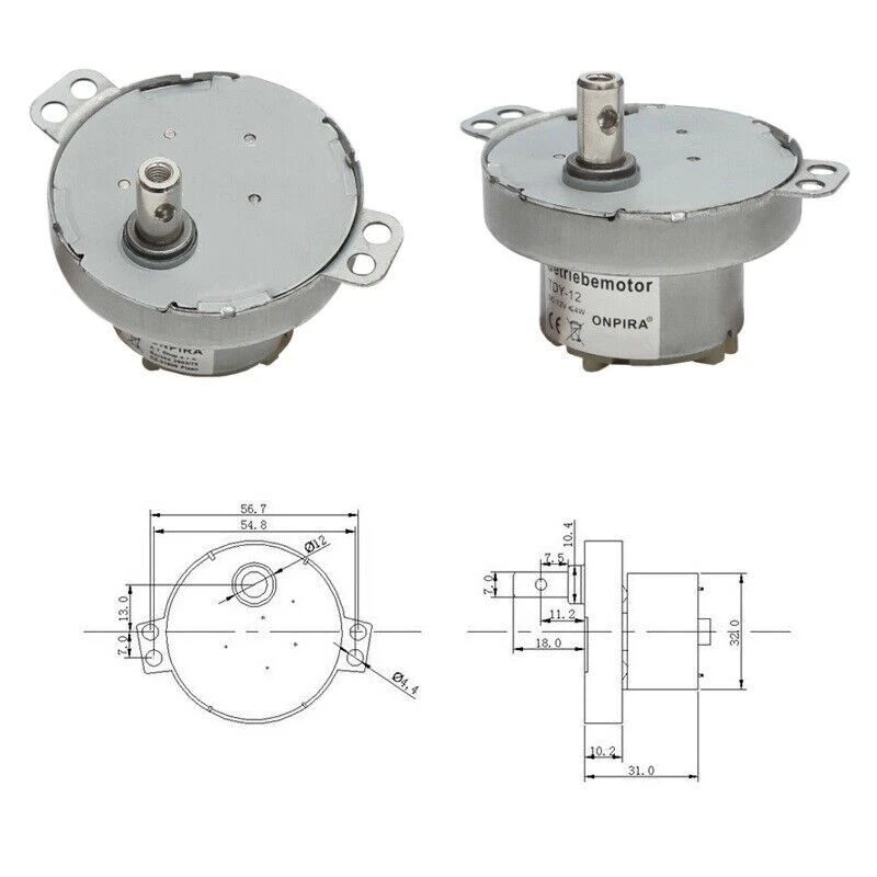 Getriebemotor 12V DC Langsamläufer Motor Modellbau Karussell Drehscheibe 1-80RPM - Bild 3 von 4