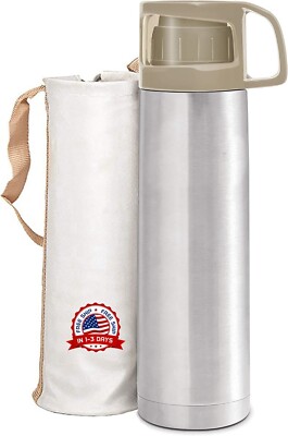 Termo De Acero Inoxidable Vaso Aislado Al Vacío Diseño Clásico Duración 24 Horas