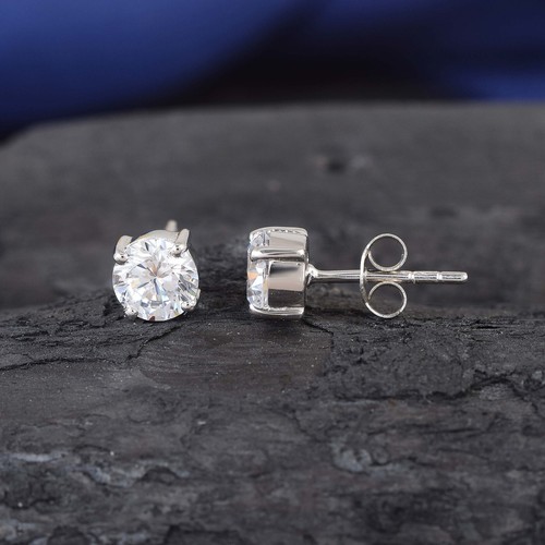 Boucles D'oreilles Zircone Plaqué Or 925 - Rond 8mm - Sans Marque - Neuf Sans Emballage