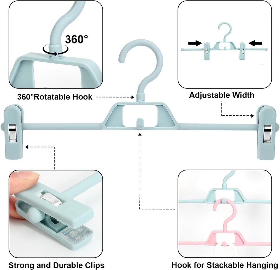 30 Pack Pants Hangers with Clips Plastic Hangers Stackable Skirt Hangers eBay