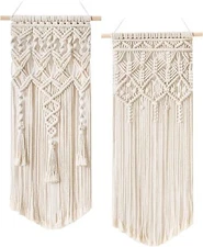 2Pcs Macrame Hand Woven Wall Hanging Tassel Tapestry Boho Art Decor Gift 13"x28"
