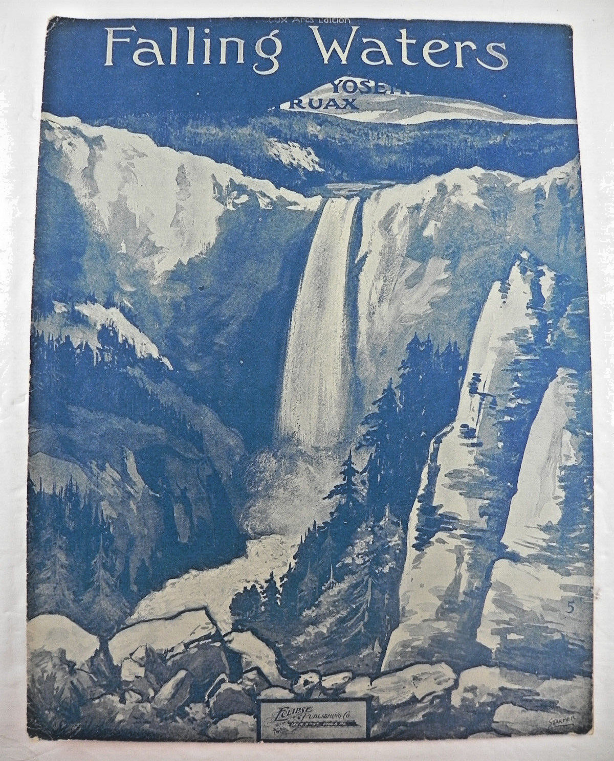 Falling Waters c1914 Antique Sheet Music Large Format Beaux Arts Edition