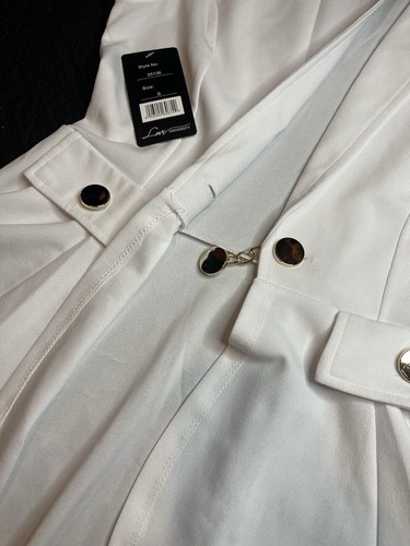 Love University Mujeres Pequeño Blanco Sin Mangas Solapa Cuello Chaleco Abrigo Chaqueta Larga - Imagen 6 de 11