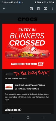 New  SZ 10M/12W - Cars x Classic Clog 'Lightning McQueen' 2023 -The BOX is A Bag