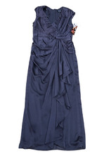 ADRIANNA PAPELL Gown Dress 12 Women's Full Length Sleeveless V Neck Grey NWT