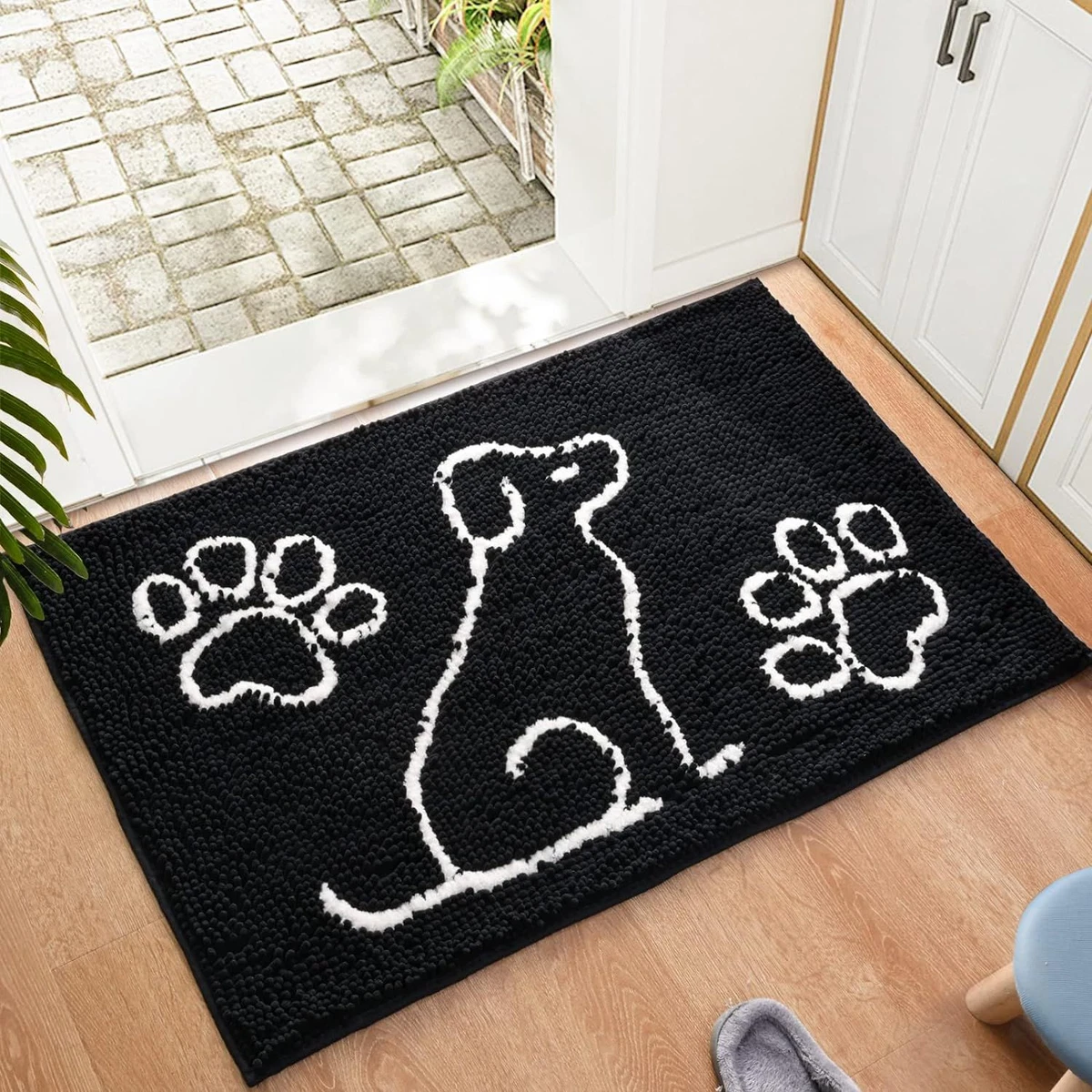 Black top dog doormat