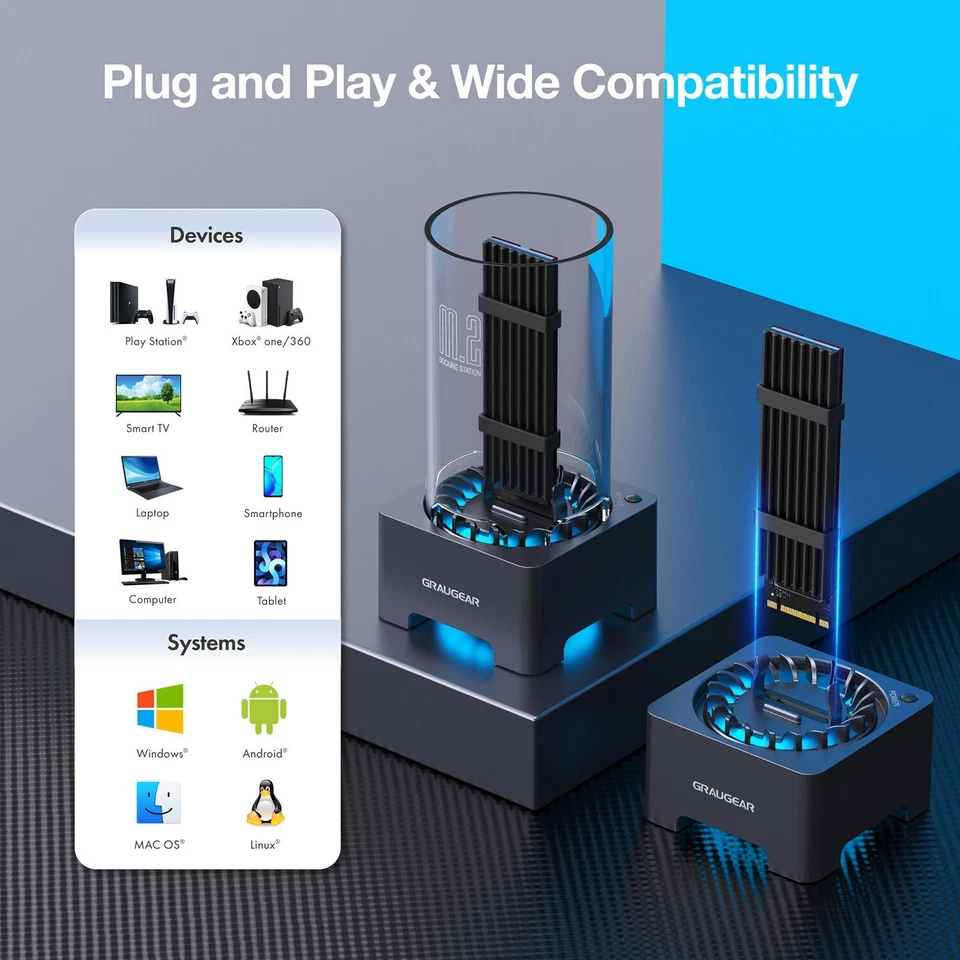 USB 4.0 Dockingstation Thunderbolt 4 für M.2 SSD NVMe PCIe 4.0 Lüfter Kühlung - Bild 3 von 4