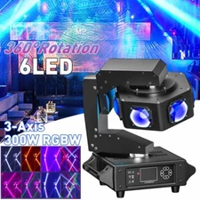 300W 3-Axis 6LED Moving Head Light 360° Rotation Beam DMX Stage DJ Xmas Lighting