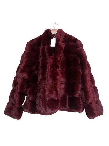 Dannii Minogue Kunstfell Mantel Jacke - Rot - UK Größe 12 Petite - Stylisch QVC Neu
