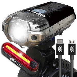 Blitzu Gator 390 USB Rechargeable Bike Head Light Set w/ Free Bicycle Tail Light