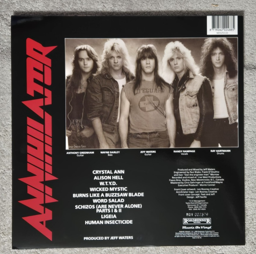 ANNIHILATOR - ALICE IN HELL - LIMITED EDITION ON RED TRANSLUCENT - EUROPE - 1989 - Picture 3 of 7