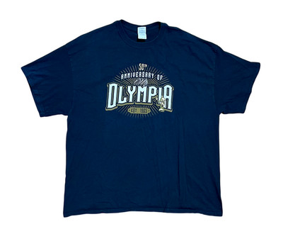 Men's 2XL Mr. Olympia 50th Anniversary Black Vintage Graphic T-Shirt