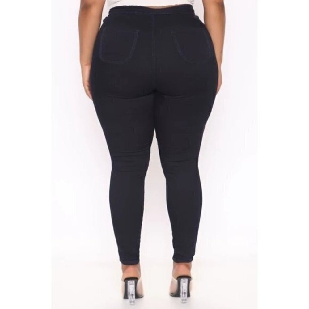 Super High Waist Indigo Denim Skinnies Size 15 for Curvy Fit image 7