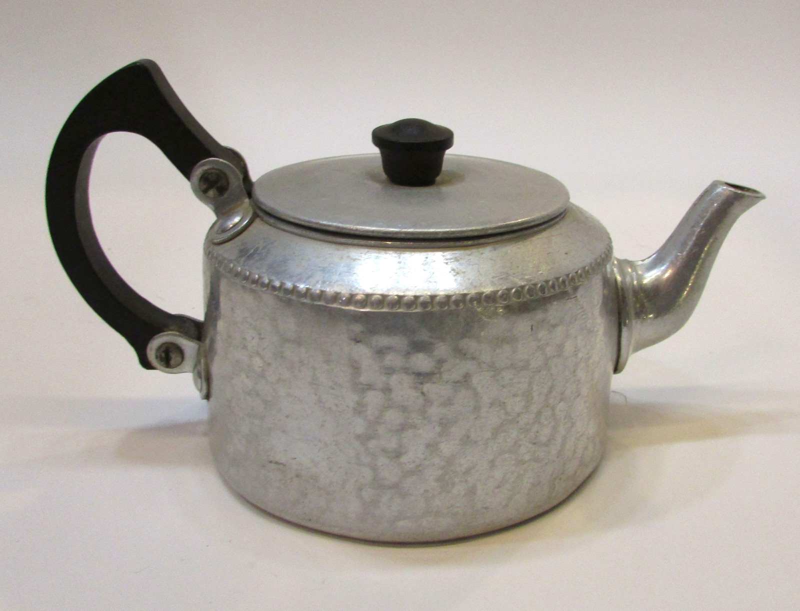 Antique 1930's Sona Ware England J195 Individual Small Hammered Aluminum Teapot