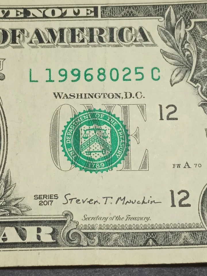 2017 $1 L SAN FRANCISCO BEP L-C BLOCK BIRTHDAY NOTE AUGUST 25 1996 (L19990825C) - Image 4 of 4