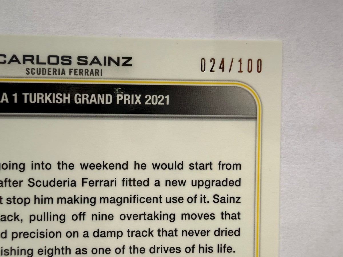 2022 Topps Chrome Sapphire Formula 1 Grand Prix Carlos Sainz #187