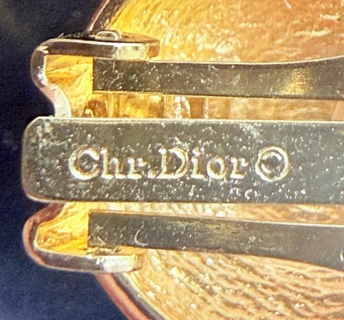 Orecchini Vintage Christian Dior Spirale Ovale Strass Tono Oro Clip On - Foto 8 di 10