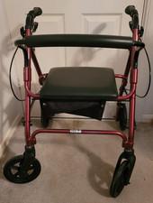 Days Lightweight Red 4-Wheel Mobility Walker with Seat and Storage