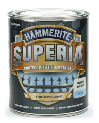 Hammerite 0,75 l - Metallfarbe Weiss Glanz, Schutzlack