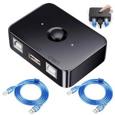 USB Druck Umschalter Adapter Printer Sharing Switch 2 Port LED 3-teiliges Set