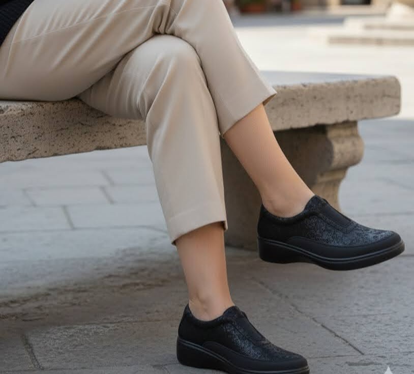 Zapatillas Mujer Confort Zapatos ECO BIO VEGAN X2 Negro Plantilla Soft Extraíble