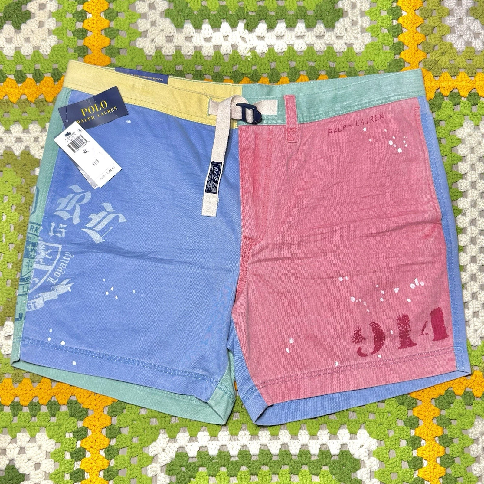 NWT Polo Ralph Lauren Men XL Colorblock Chino Shorts Multicolor Drawstring
Opens in a new window or 