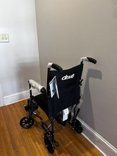 Drive Medical Lightweight Folding Transport Wheelchair - 17" Seat - Silver