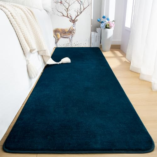 Washable Runner Rug for Bedroom Living Room, 2x6 Feet Navy Blue Memory Foam  - Bild 3 von 6