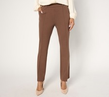 Isaac Mizrahi Live Women's Pants Sz L Tall Sublime Ponte Bootcut Brown A671299